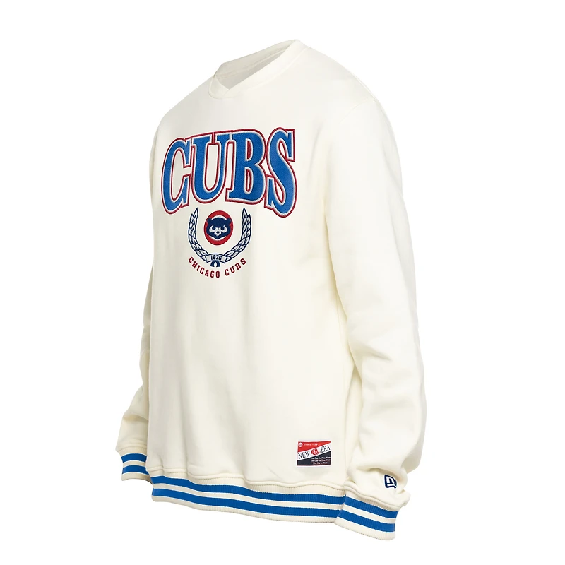 Sweat-shirt rétro New Era blanc pour homme, style Chicago Cubs