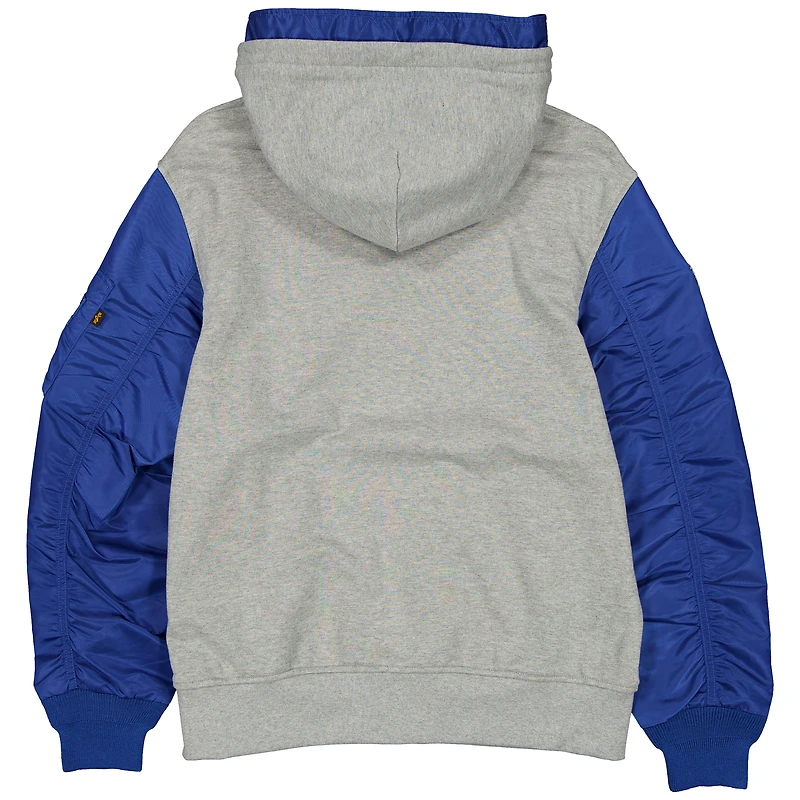 Veste à capuche zippée pour homme New Era x Alpha Industries, gris chiné/bleu royal, Chicago Cubs