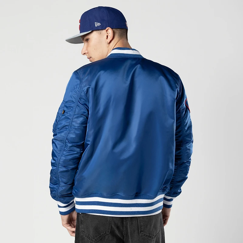 Blouson aviateur entièrement zippé Royal Chicago Cubs New Era x Alpha Industries pour homme