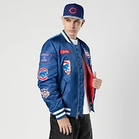 Blouson aviateur entièrement zippé Royal Chicago Cubs New Era x Alpha Industries pour homme