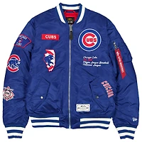 Blouson aviateur entièrement zippé Royal Chicago Cubs New Era x Alpha Industries pour homme