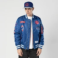 Blouson aviateur entièrement zippé Royal Chicago Cubs New Era x Alpha Industries pour homme