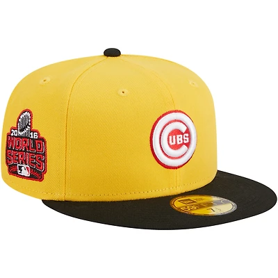 Casquette ajustée 59FIFTY grillée Chicago Cubs New Era pour homme, jaune/noir