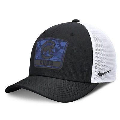 Men's Nike Black/White Chicago Cubs Camo Rise Trucker Dri-FIT Adjustable Hat
