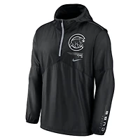Men's Nike Black Chicago Cubs Authentic Night Game Performance Half-Zip Windbreaker