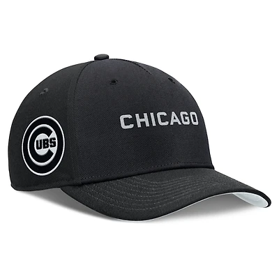 Casquette ajustable Nike Chicago Cubs Rise Performance noire pour homme