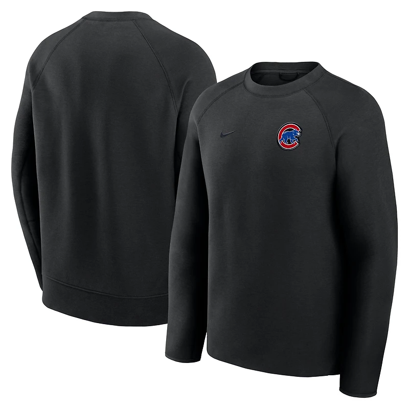 Men's Nike Black Chicago Cubs Tech Fleece Raglan Sweatshirt