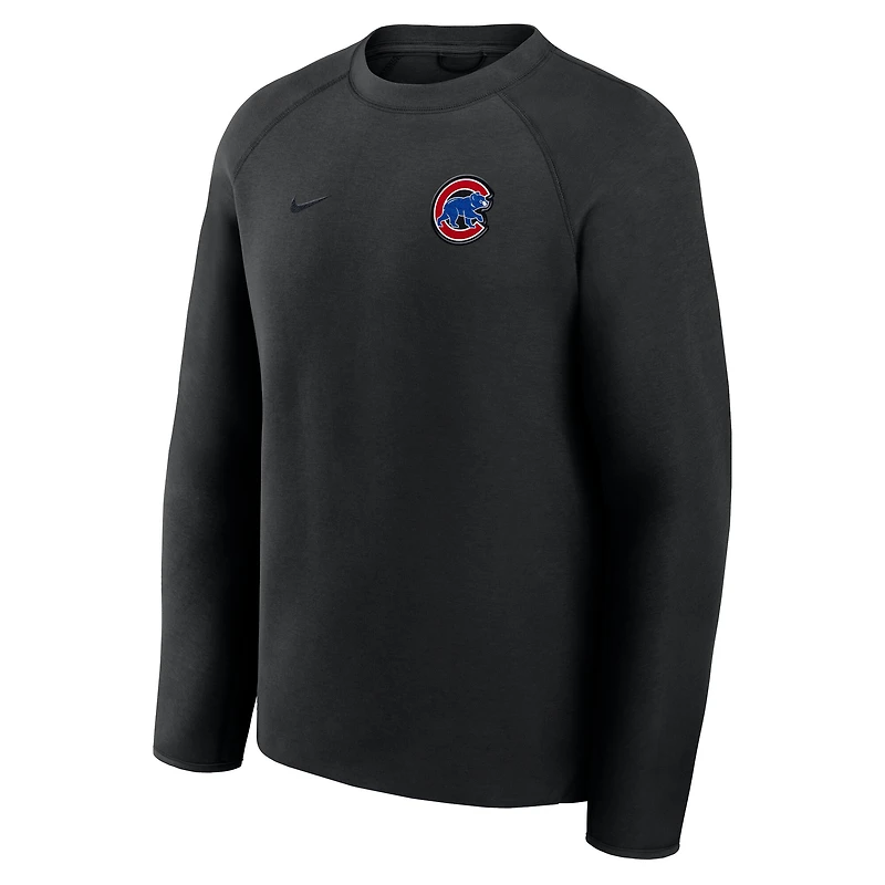 Sweat-shirt raglan Nike Tech Fleece noir des Chicago Cubs pour homme