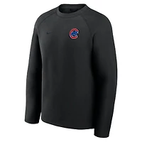 Sweat-shirt raglan Nike Tech Fleece noir des Chicago Cubs pour homme