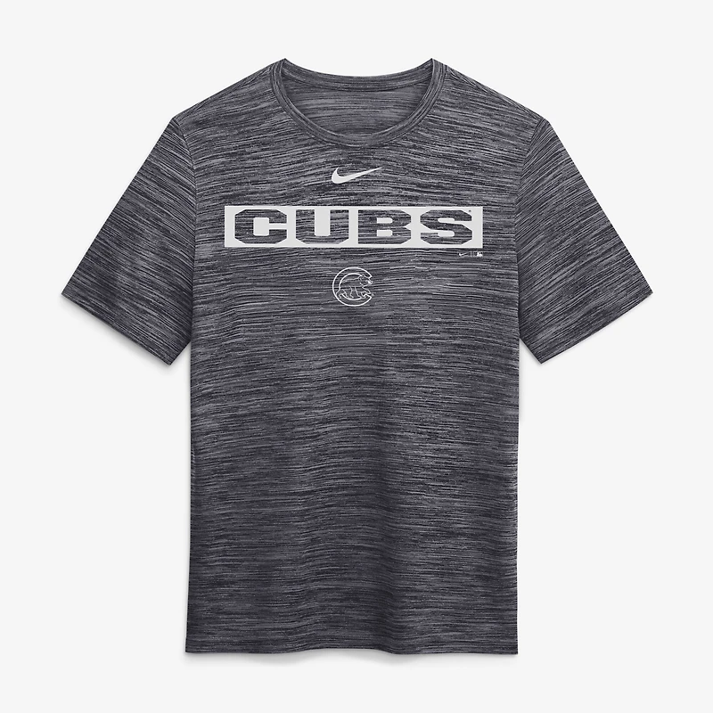 T-shirt Nike Velocity Dri-FIT noir pour homme des Chicago Cubs