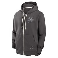 Men's Nike Charcoal Chicago Cubs Authentic Collection Travel Player Performance Full-Zip Hoodie