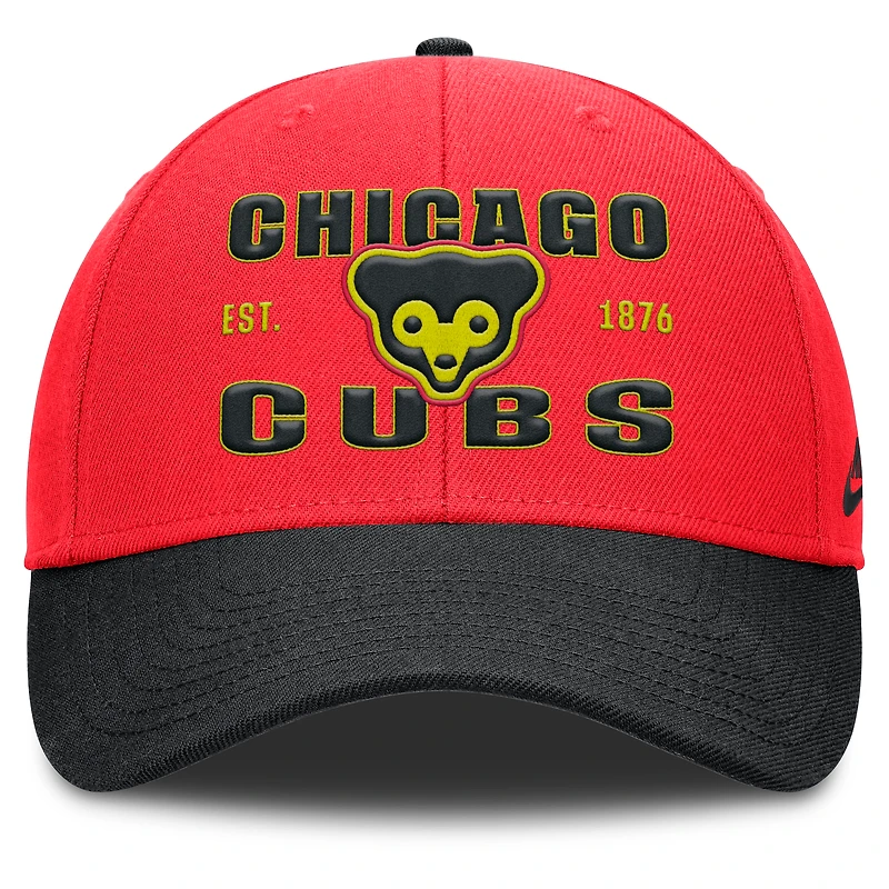 Casquette ajustable Nike Chicago Cubs Neon 90s Rise pour homme, cramoisi/noir