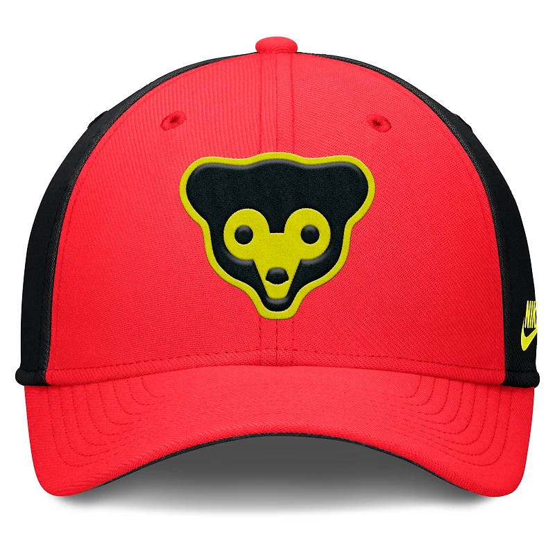 Men's Nike Crimson/Black Chicago Cubs Neon 90s Rise SwooshFlex Hat