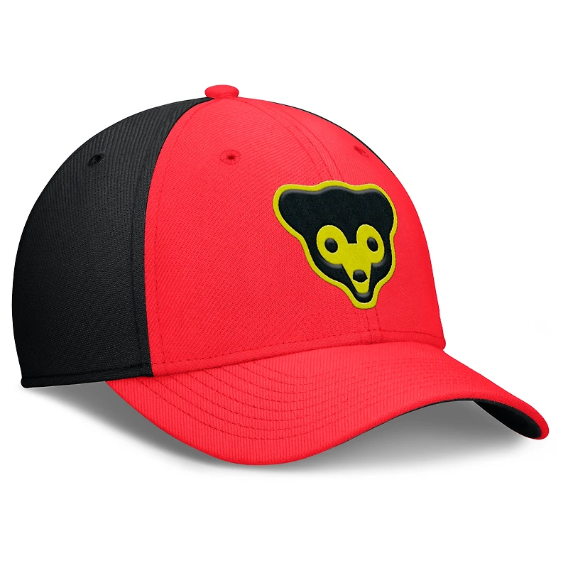Men's Nike Crimson/Black Chicago Cubs Neon 90s Rise SwooshFlex Hat