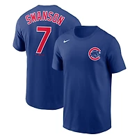 Men's Nike Dansby Swanson Royal Chicago Cubs Name & Number T-Shirt