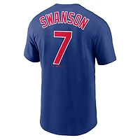 Men's Nike Dansby Swanson Royal Chicago Cubs Name & Number T-Shirt