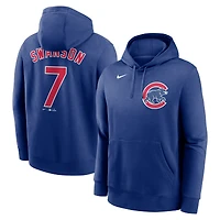 Sweat à capuche Nike Dansby Swanson Royal Chicago Cubs pour homme avec nom et numéro de joueur