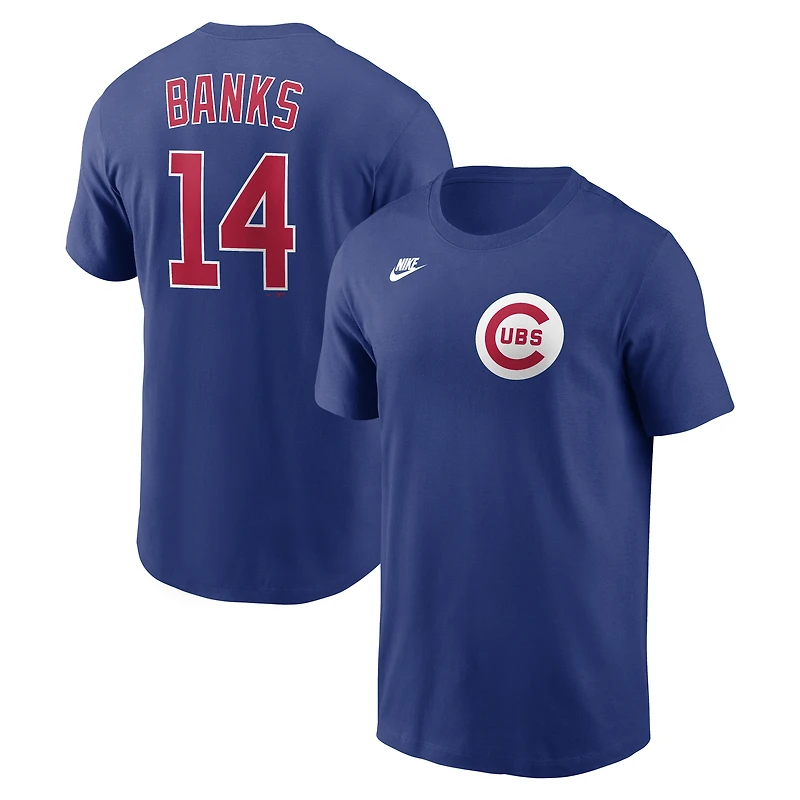 Men's Nike Ernie Banks Rush Blue Chicago Cubs Cooperstown Collection Name & Number T-Shirt