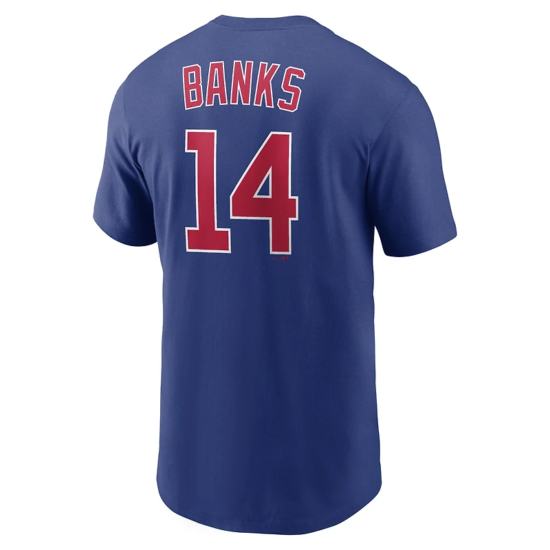 Men's Nike Ernie Banks Rush Blue Chicago Cubs Cooperstown Collection Name & Number T-Shirt