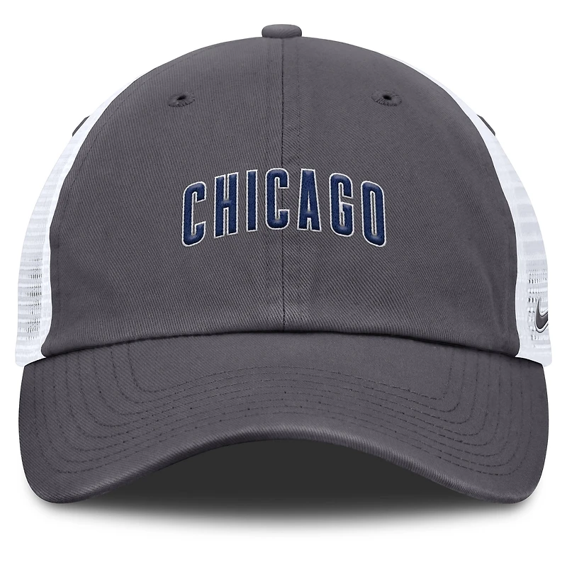 Casquette de camionneur ajustable Nike Chicago Cubs Wordmark Club pour homme, grise