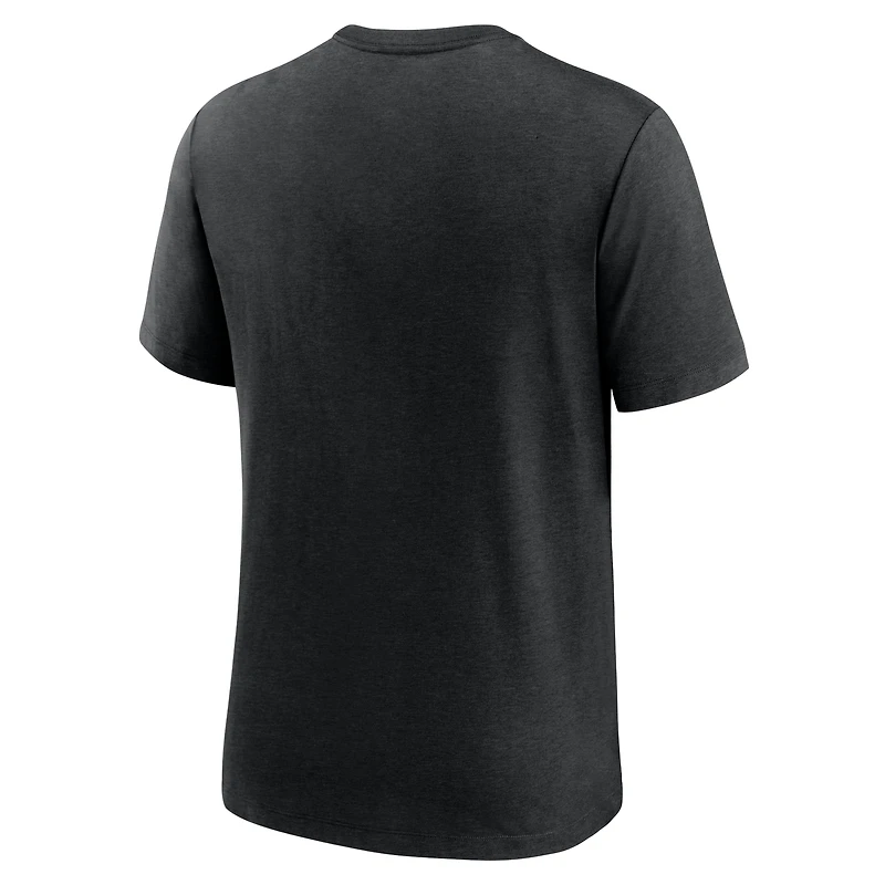 Men's Nike Heather Black Chicago Cubs Swing Big Tri-Blend T-Shirt