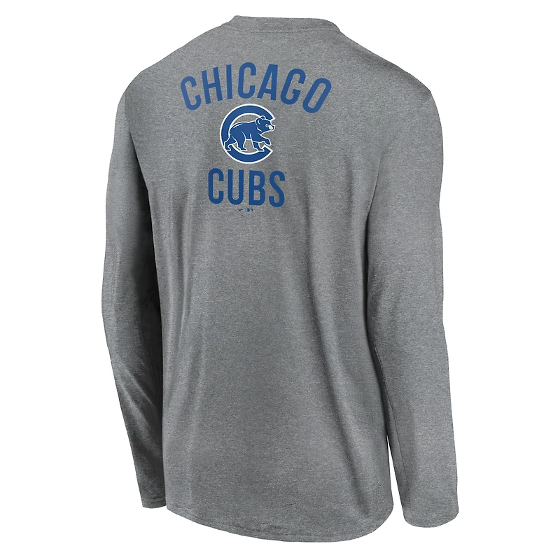 T-shirt à manches longues Nike Dri-FIT 2-Hit Legend des Chicago Cubs pour homme, anthracite chiné