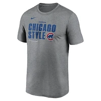 Men's Nike Heather Charcoal Chicago Cubs 2025 MLB Postseason Legend Dri-FIT T-Shirt