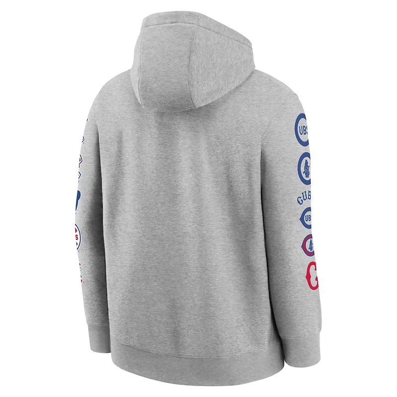 Men's Nike Heather Gray Chicago Cubs 150th Anniversary Club Hoodie