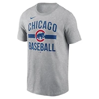 T-shirt à col arqué Nike pour homme, gris chiné, Chicago Cubs