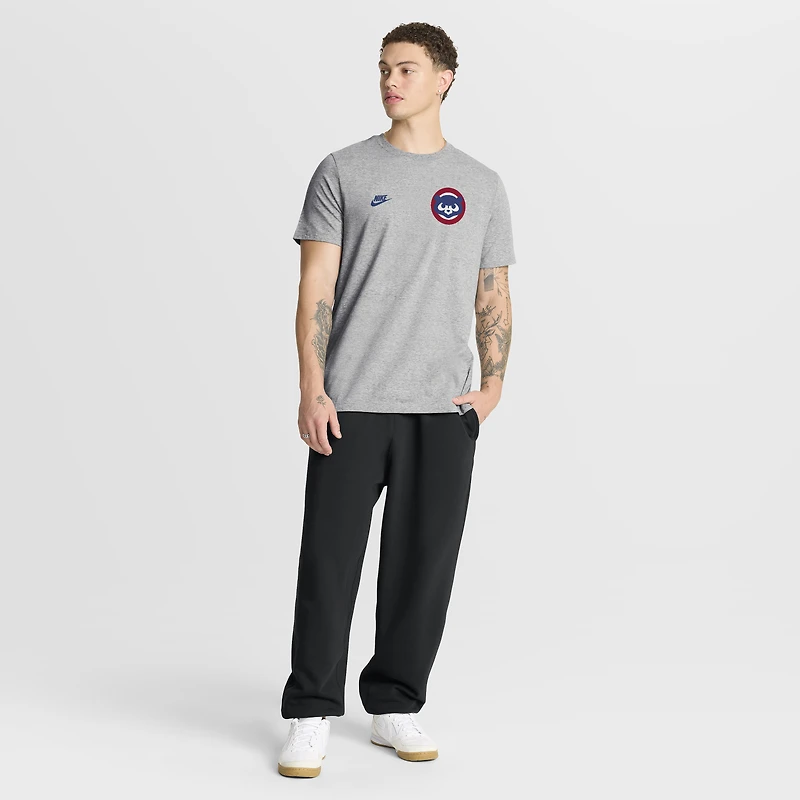 Men's Nike Heather Gray Chicago Cubs Cooperstown 2-Hit T-Shirt
