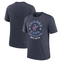 Men's Nike Heather Navy Chicago Cubs Electric Bear Tri-Blend T-Shirt