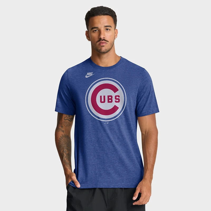 T-shirt Nike Heather Royal Chicago Cubs Cooperstown Logo Tri-Blend pour homme