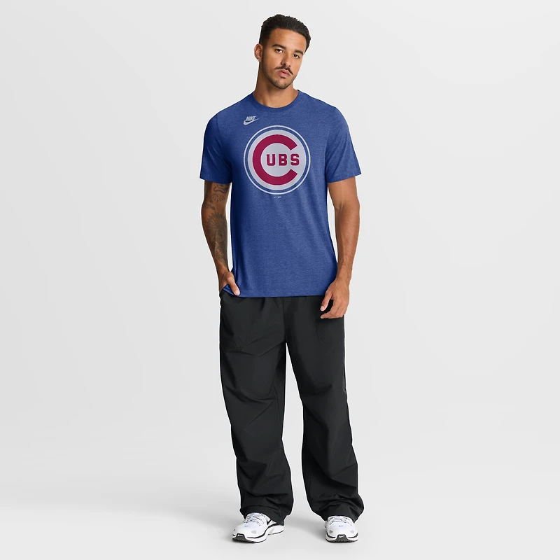 T-shirt Nike Heather Royal Chicago Cubs Cooperstown Logo Tri-Blend pour homme