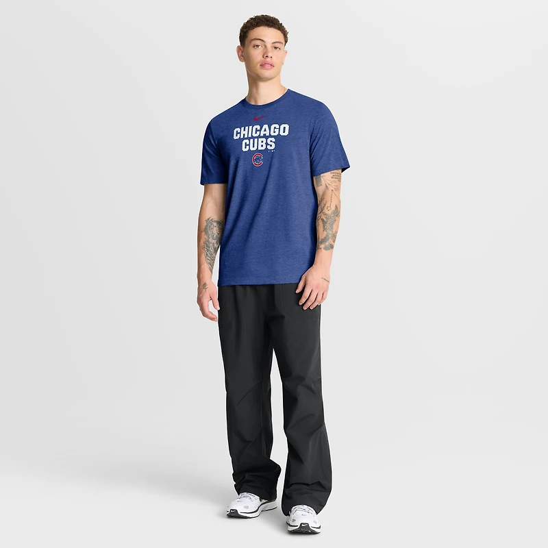 Men's Nike Heather Royal Chicago Cubs Stacked Tri-Blend T-Shirt