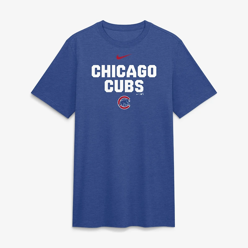 T-shirt Nike Heather Royal Chicago Cubs Stacked Tri-Blend pour homme