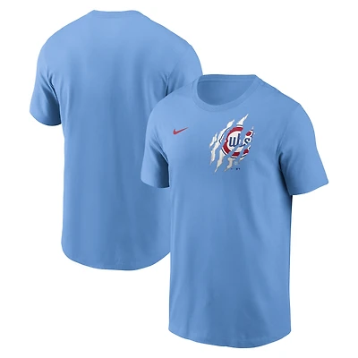 T-shirt Nike bleu clair à fines rayures pour homme des Chicago Cubs
