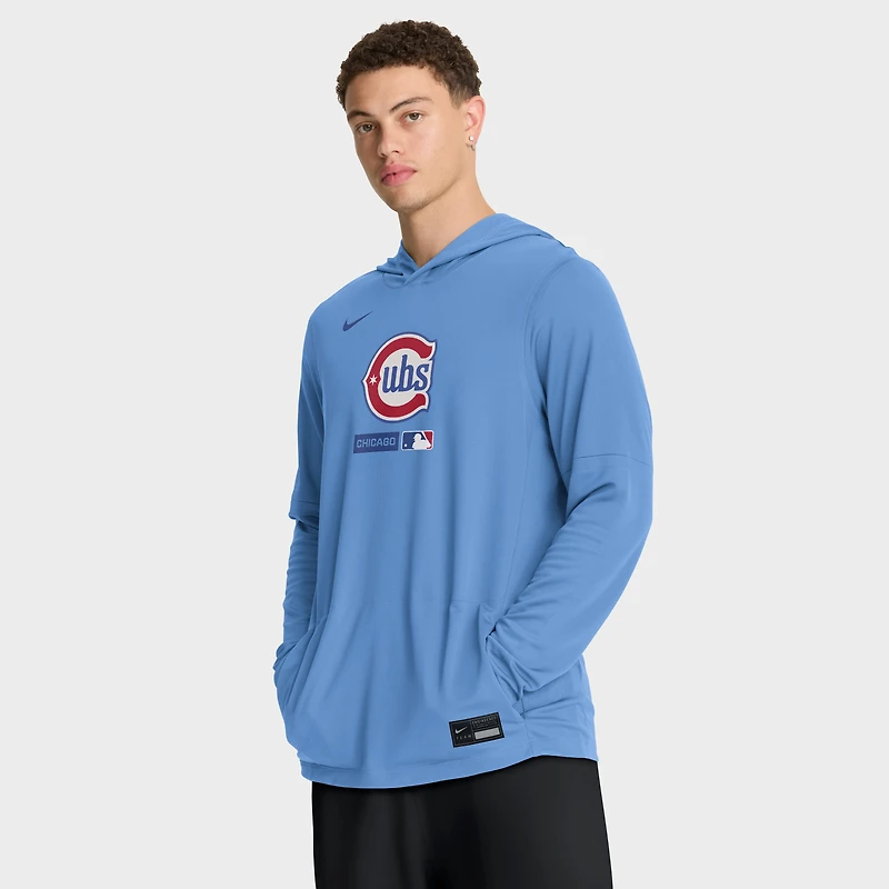 Men's Nike Royal Chicago Cubs Authentic Collection Dri-FIT Long Sleeve Hooded T-Shirt