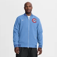 Veste bomber zippée décontractée Nike Chicago Cubs Authentic Collection Dugout, bleu clair, pour homme