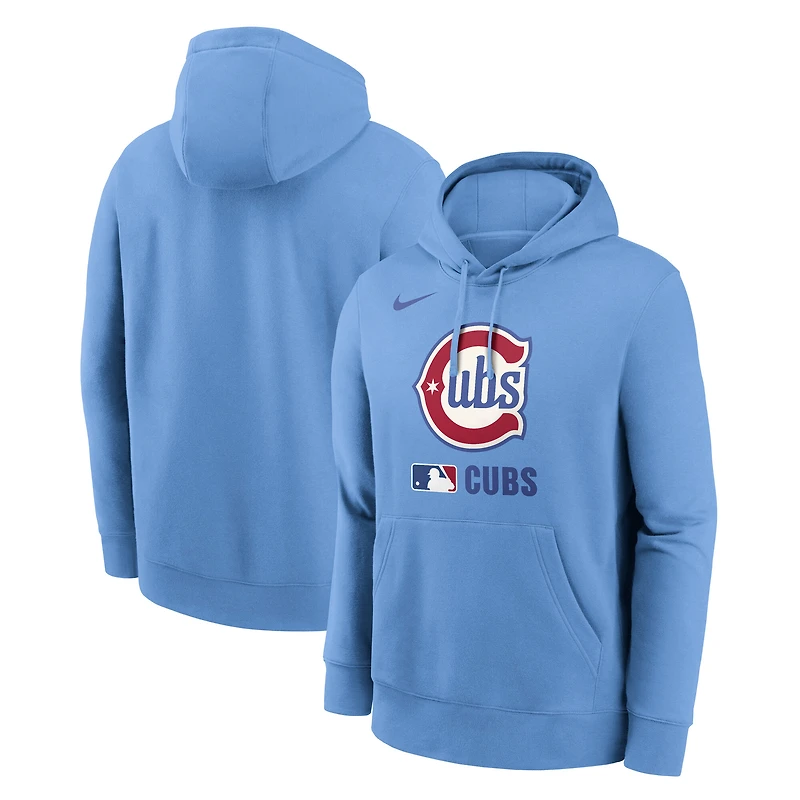 Sweat à capuche Nike bleu clair pour homme Chicago Cubs Authentic Collection Lockup Alternate Logo Performance