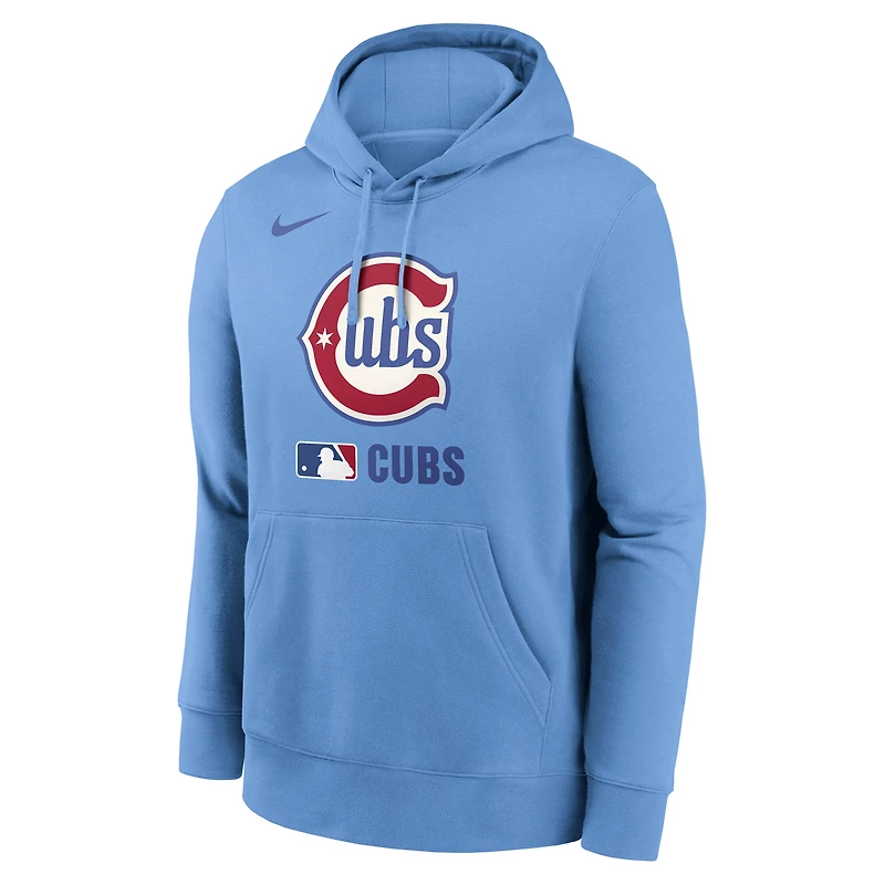 Sweat à capuche Nike bleu clair pour homme Chicago Cubs Authentic Collection Lockup Alternate Logo Performance