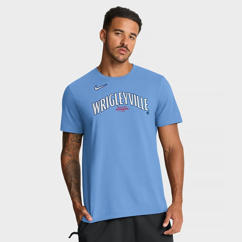 Men's Nike Light Blue Chicago Cubs City Connect Large Logo T-Shirt
