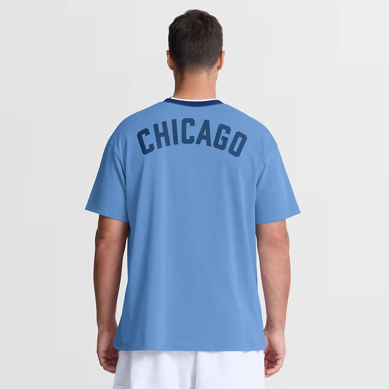 T-shirt Nike bleu clair pour homme, collection Cooperstown des Chicago Cubs, à col rond.