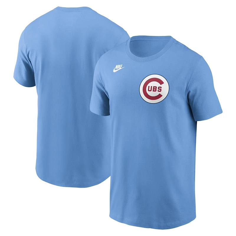 T-shirt Nike bleu clair pour homme avec logo Cooperstown des Chicago Cubs