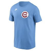 T-shirt Nike bleu clair pour homme avec logo Cooperstown des Chicago Cubs
