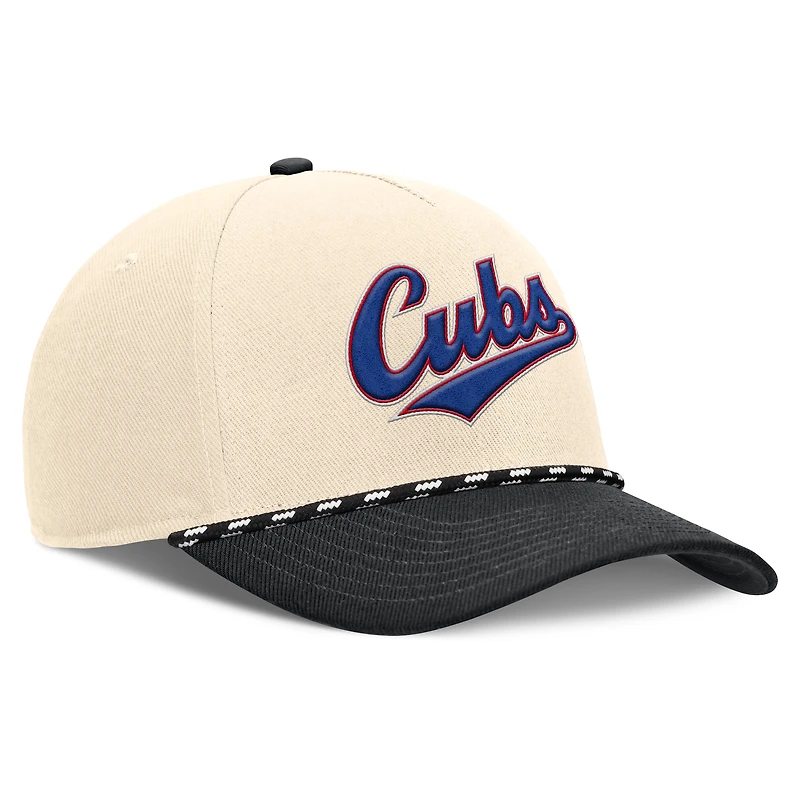 Men's Nike Natural/Black Chicago Cubs Cooperstown Collection Rise Adjustable Hat