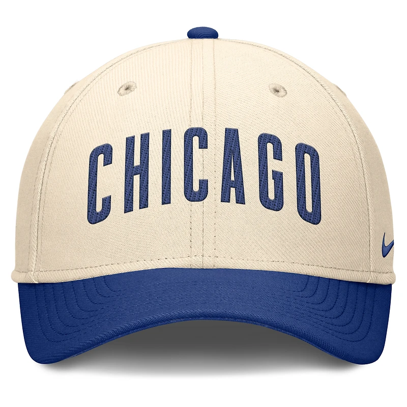 Men's Nike Natural/Royal Chicago Cubs Statement Rise Performance Flex Hat