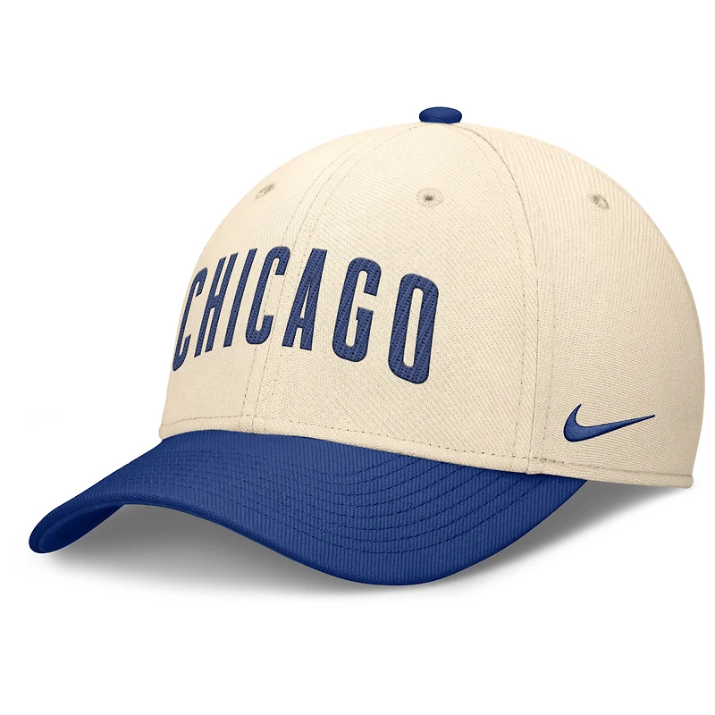 Men's Nike Natural/Royal Chicago Cubs Statement Rise Performance Flex Hat