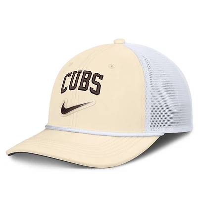 Casquette trucker ajustable Nike Chicago Cubs Rise Dri-FIT naturelle/blanche pour homme