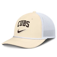 Casquette trucker ajustable Nike Chicago Cubs Rise Dri-FIT naturelle/blanche pour homme
