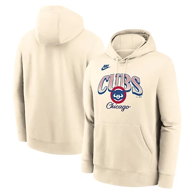 Men's Nike  Natural Chicago Cubs Cooperstown Collection Club Fleece Pullover Hoodie